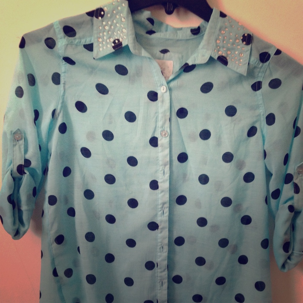 Justice Blue See-Through Button Down